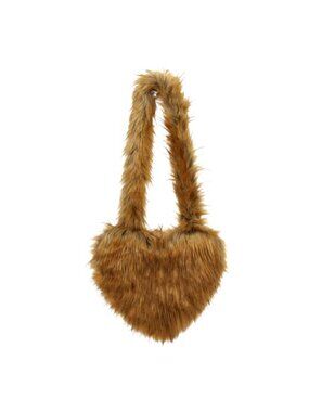 Faux Fur Heart Shaped Crossbody Bag Fluffy Large Y2K Shoulder Handbag